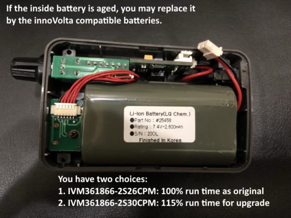 The aged original battery inside Eclipse EHL65